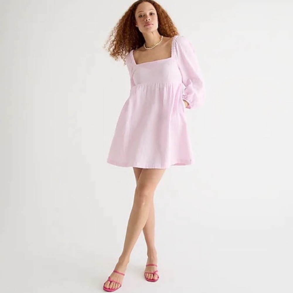 NWT J.Crew Squareneck Soft Smocked Gauze Dress Frosty Lavender Purple Small New